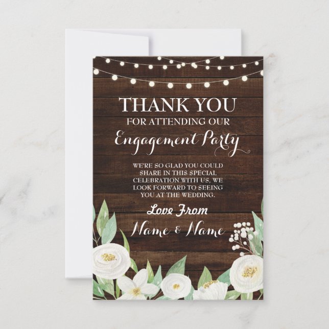 Cartão de Agradecimento Casamento Madeira Flores B (Frente)