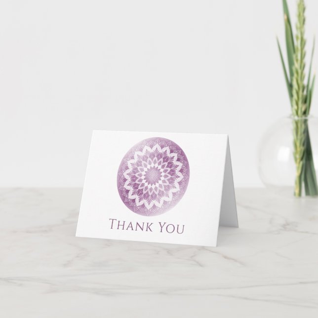 Cartão De Agradecimento Casamento Mandala com Renda Rosa (Frente)