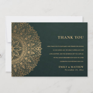 CARTÃO DE AGRADECIMENTO CASAMENTO MANDALA DO ORNAMENTADO CLÁSSICO DOURADO