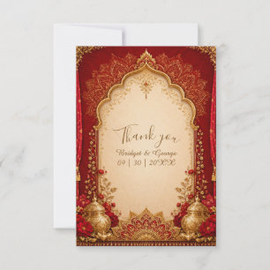Cartão De Agradecimento Casamento mandala ornamentado real marroquino árab