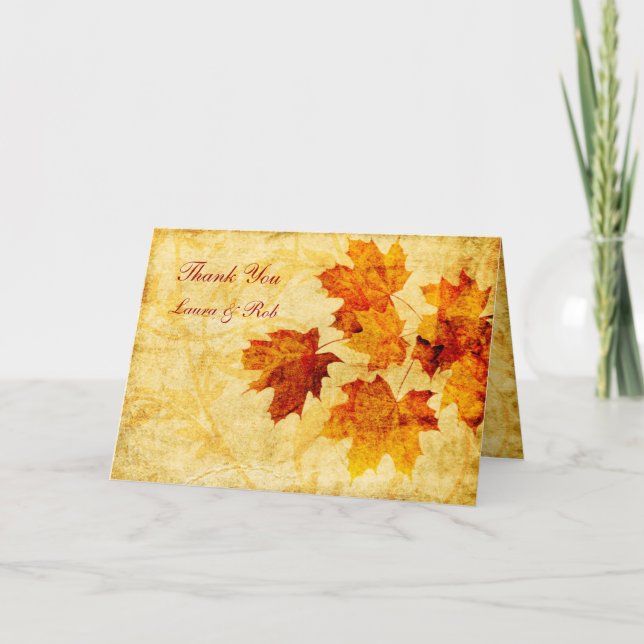 Cartão De Agradecimento Casamento marrom no outono Obrigado (Frente)