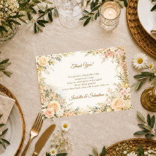 Cartão De Agradecimento Casamento Mediterrâneo Romântico