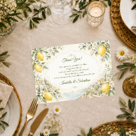 Cartão De Agradecimento Casamento Mediterrâneo Romântico