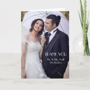 Cartão De Agradecimento Casamento Minimal Deco Foto Obrigado