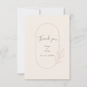 Cartão De Agradecimento Casamento minimalista botânico dourado escandinavo