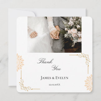 Cartão De Agradecimento Casamento minimalista branco marrom