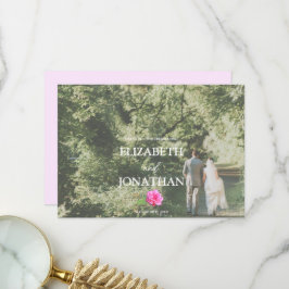 Cartão De Agradecimento Casamento Minimalista Clássico Rosa Rosa