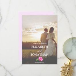 Cartão De Agradecimento Casamento Minimalista Clássico Rosa Rosa