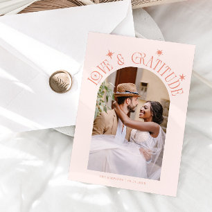 Cartão De Agradecimento Casamento Minimalista de Amor & Gratidão Foto Pêss