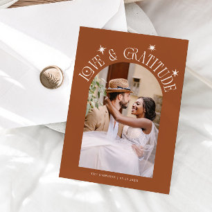 Cartão De Agradecimento Casamento Minimalista de Amor & Gratidão Foto Terr