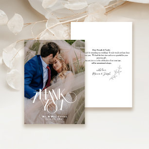 Cartão De Agradecimento Casamento Minimalista de Letra de Caligrafia de Fo