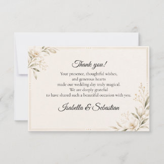 Cartão De Agradecimento Casamento Minimalista Elegante