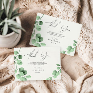 Cartão De Agradecimento Casamento Minimalista Eucalyptus Greenery