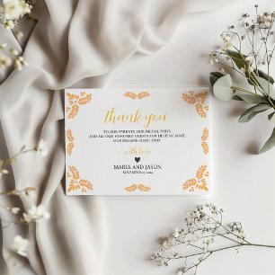Cartão De Agradecimento Casamento Minimalista Floral Amarelo Talavera Mexi