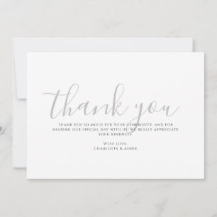 Cartão De Agradecimento Casamento Minimalista Moderno Cinza Monograma