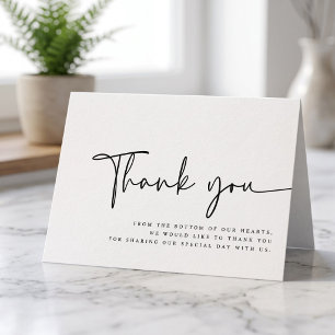 Cartão De Agradecimento Casamento Minimalista Moderno e Elegante Simples