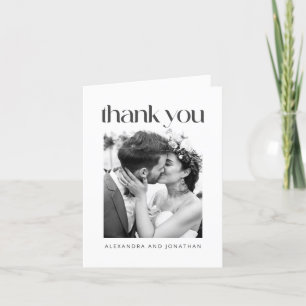 Cartão De Agradecimento Casamento Minimalista Moderno Foto Em Branco Dobra