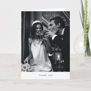 Cartão De Agradecimento Casamento Minimalista Moderno Foto Simples Branco