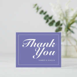 Cartão De Agradecimento Casamento Minimalista Moderno Periwinkle & White