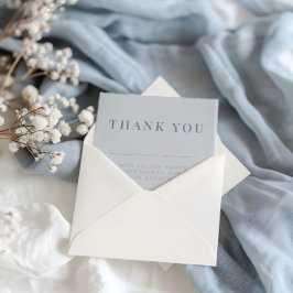 Cartão De Agradecimento Casamento Minimalista Obrigado Azul Desbotado