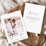 Cartão De Agradecimento Casamento Minimalista Obrigado Foto Simples<br><div class="desc">Nado Obrigado Cartões que têm uma foto na frente e atrás. Os cartões de agradecimento contêm uma tipografia cursiva moderna,  escrita com letra de mão,  que é elegante,  simples e moderna para usar após a celebração do dia do casamento.</div>