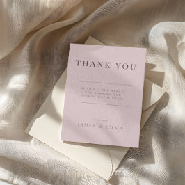 Cartão De Agradecimento Casamento Minimalista Obrigado Rosa Empoeirado