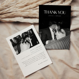 Cartão De Agradecimento Casamento Minimalista Preto e Branco Personalizado