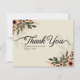Cartão De Agradecimento Casamento Minimalista Rustic Bohemian