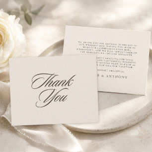 Cartão De Agradecimento Casamento Minimalista Simples Marfim
