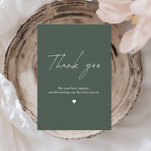 Cartão De Agradecimento Casamento Minimalista Verde Escuro