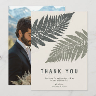 Cartão De Agradecimento Casamento Mínimo de Floresta Fern Botânico
