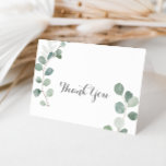 Cartão De Agradecimento Casamento Mínimo de Greenery Eucalyptus Dobrado<br><div class="desc">Este cartões de agradecimentos de casamento dobrado por eucalipto, verde e minimalista é perfeito para um casamento rústico. A design apresenta uma coloração aquosa elegante folhas verdes de eucalipto. Personalize o dentro da placa com seus nomes e uma mensagem de obrigado. Ou deixe o vazio da seção de mensagens e...</div>