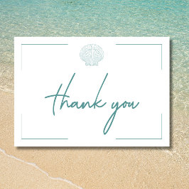 Cartão De Agradecimento Casamento mínimo de tipografia de Aqua & White Sea