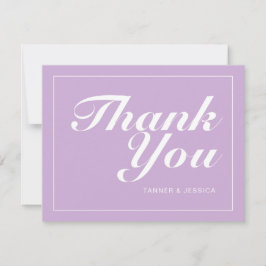 Cartão De Agradecimento Casamento Mínimo Moderno e Púrpura Branca