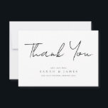 Cartão De Agradecimento Casamento Mínimo Negro e Branco Moderno Obrigado<br><div class="desc">Um simples cartões de agradecimentos de casamento moderno. Personalize este design preto e branco minimalista para ter seus detalhes pessoais e sua mensagem.</div>