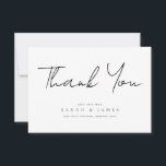 Cartão De Agradecimento Casamento Mínimo Negro e Branco Moderno Obrigado<br><div class="desc">Um simples cartões de agradecimentos de casamento moderno. Personalize este design preto e branco minimalista para ter seus detalhes pessoais e sua mensagem.</div>