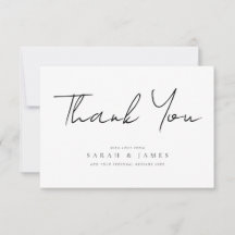 Casamento Mínimo Negro e Branco Moderno Obrigado