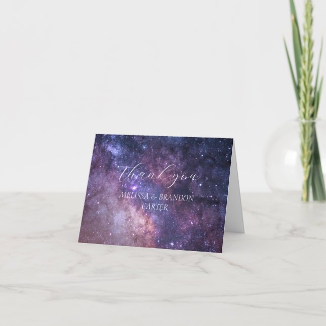 Cartão De Agradecimento Casamento Místico do Universo Galáxico Obrigado (Frente)