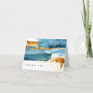 Cartão De Agradecimento Casamento Modern Watercolor Mar e Areia