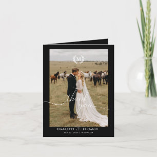 Cartão De Agradecimento Casamento moderno 2 Foto Preta