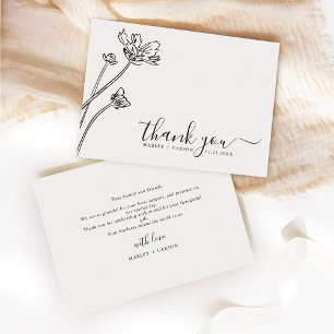 Cartão De Agradecimento Casamento Moderno Boho Flor de Campo Vinca Azul