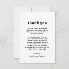 Cartão De Agradecimento Casamento Moderno Branco e Preto de Letra Retroati