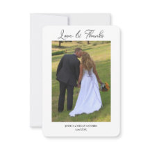 Casamento Moderno com Duas Fotos de Amor e Agradec