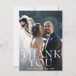 Cartão De Agradecimento Casamento Moderno com Foto Simples