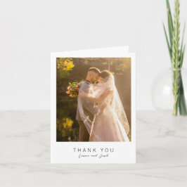 Cartão De Agradecimento Casamento Moderno com Foto Simples