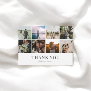 Cartão De Agradecimento Casamento Moderno Da Colagem De Fotos Obrigado