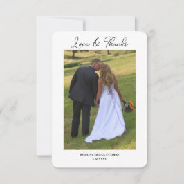 Cartão De Agradecimento Casamento Moderno de Duas Fotos de Amor e Agradeci