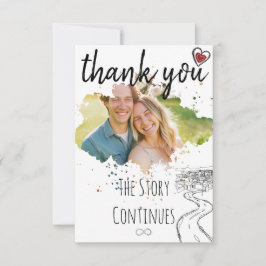 Cartão De Agradecimento Casamento Moderno de Elopement do Micro Courthouse