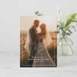 Cartão De Agradecimento Casamento Moderno de Foto Branca e Preta