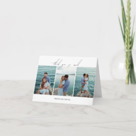 Cartão De Agradecimento Casamento Moderno de Foto Branco e Preto Limpo